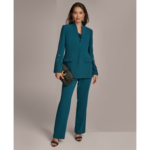 Donna Karan New York Women's Button Sleeve Blazer Green Size 0 MSRP $169 - Picture 2 of 5